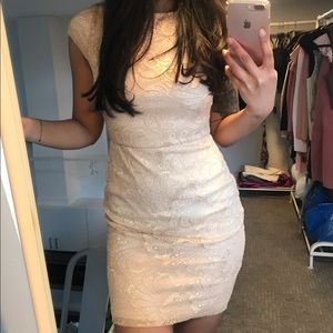 Pink Owl cap sleeved lace bodycon dress